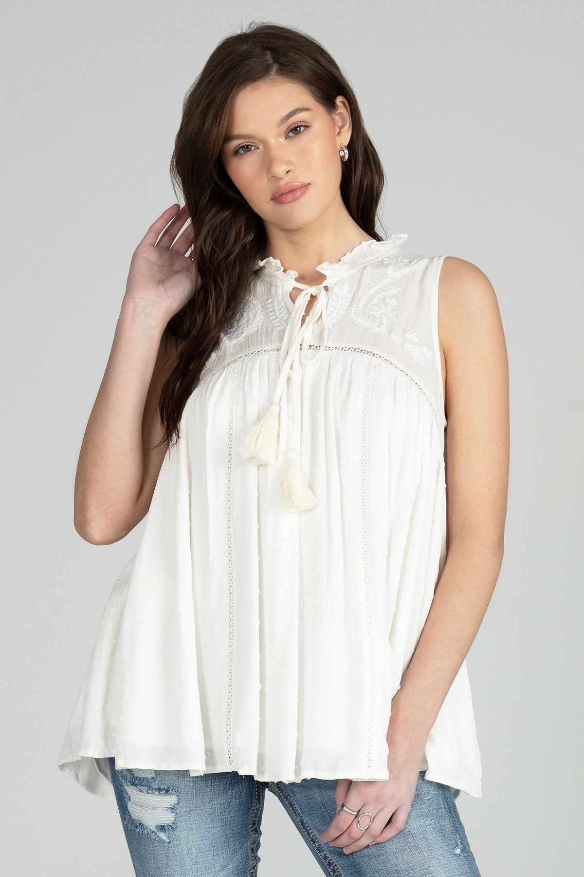 Front Tie Sleeveless Top