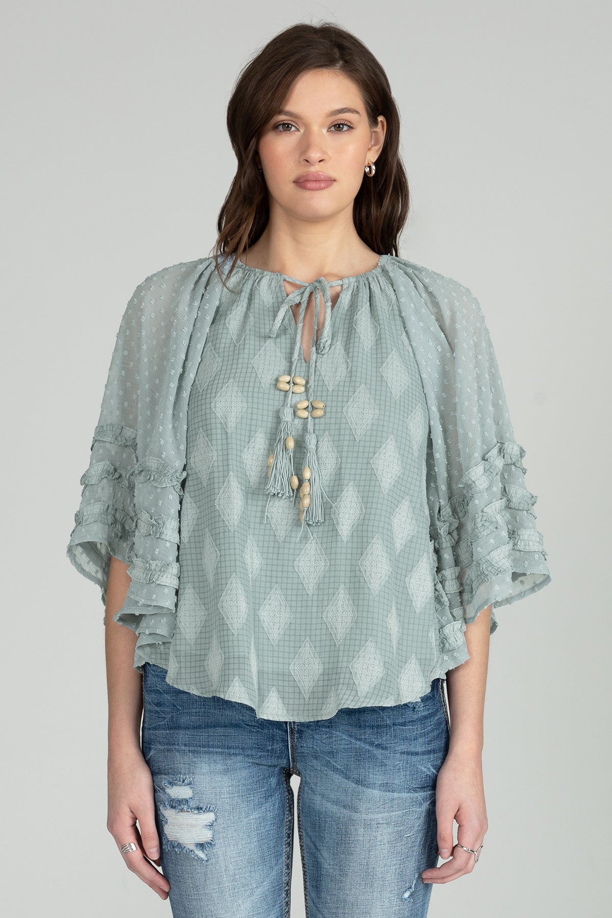 Flowy Pattern Crochet Tied Top