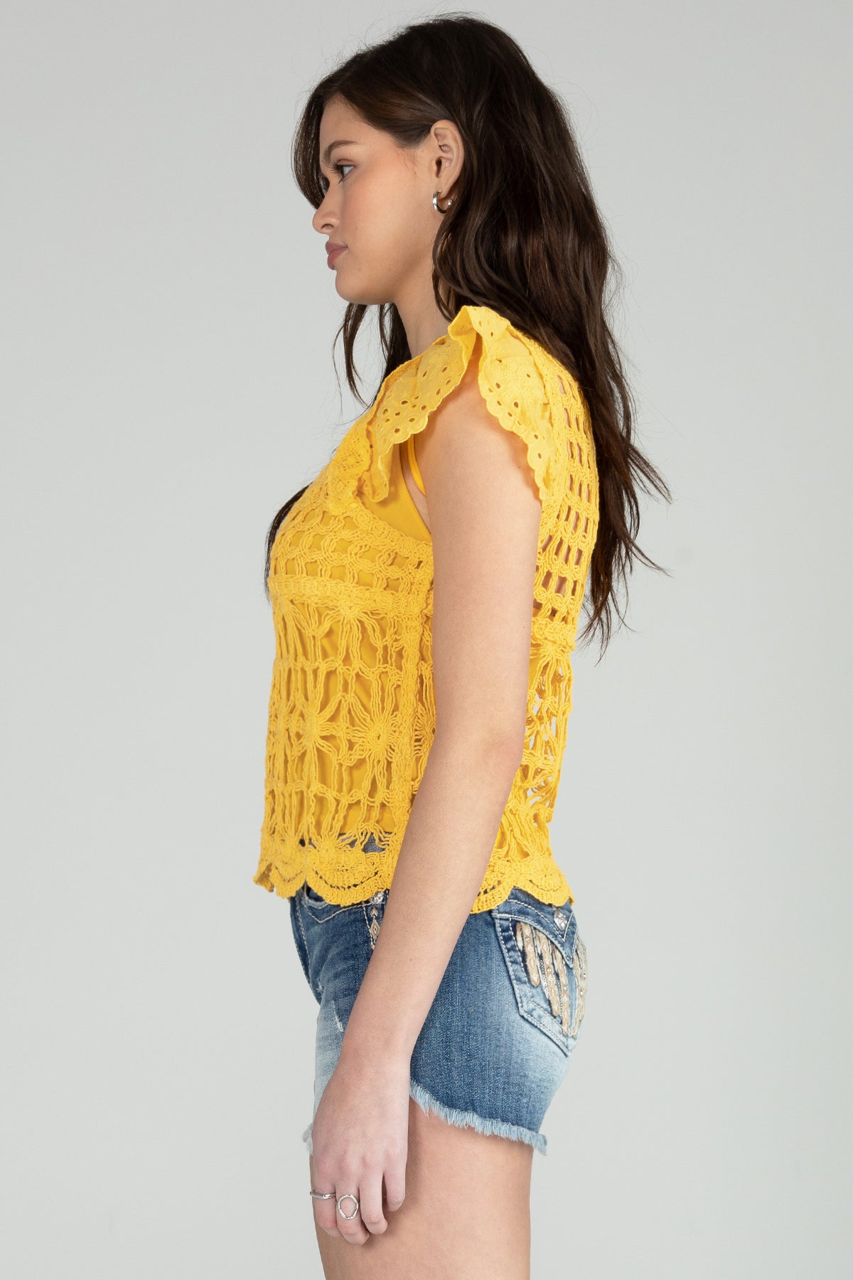 Cropped Crochet Knit Top