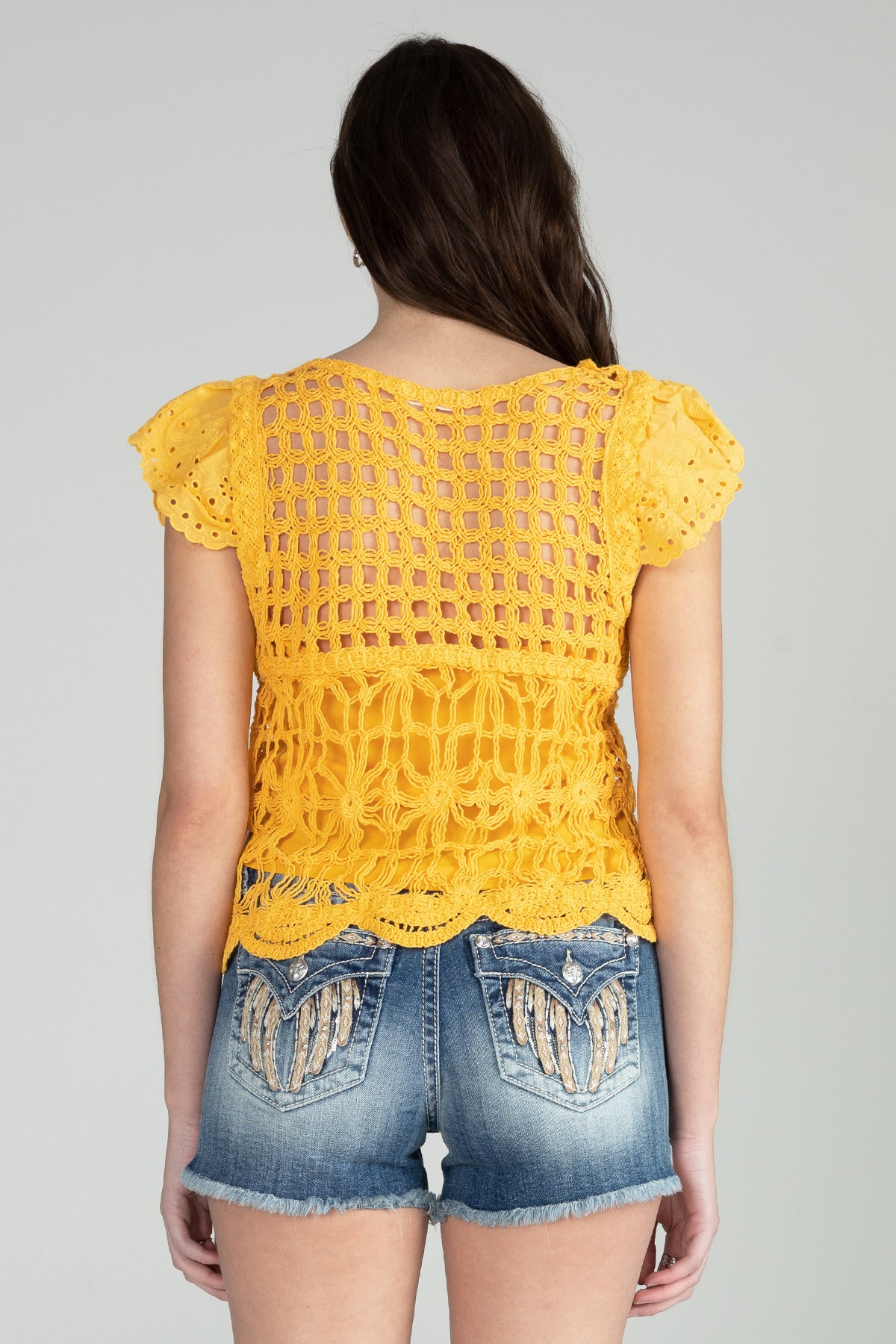 Cropped Crochet Knit Top