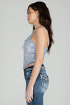 Handkerchief Denim Sequin Top
