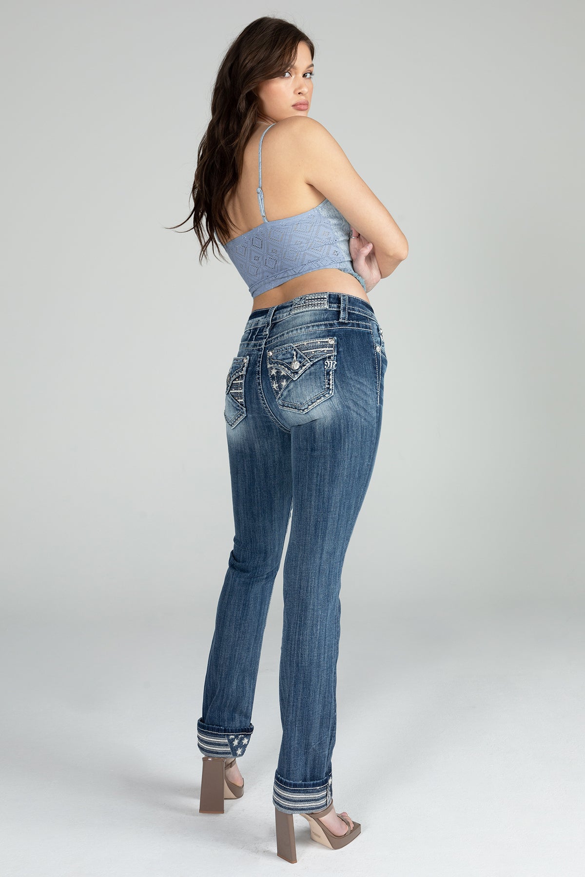 Handkerchief Denim Sequin Top