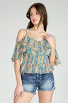 Paisley Cold Shoulder Blouse