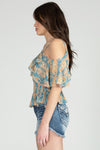Paisley Cold Shoulder Blouse