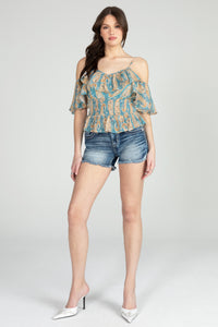 Paisley Cold Shoulder Blouse