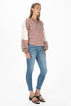 Plaid and Paisley Waffle Knit Top
