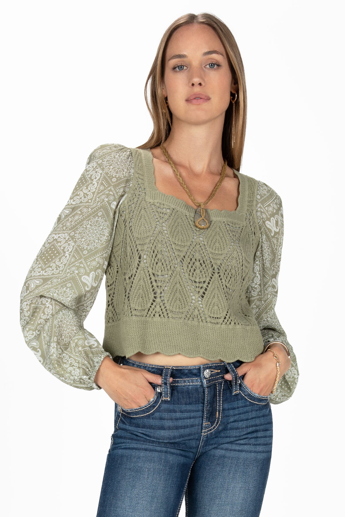 Crochet Paisley Cropped Top