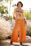 Mixed Orange Floral Smocked Blouse