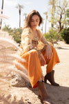 Mixed Orange Floral Smocked Blouse