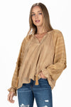 Textured Long Sleeve Blouse