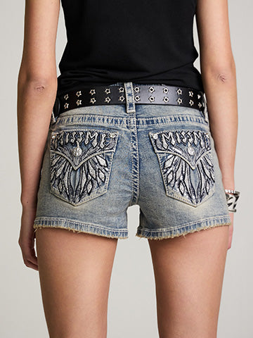 Jeans Skinny Miss Me Hailey - Bleu Foncé, Broderie Fleur De Lis - Taille 24 X 30 - Neuf Avec étiquettes