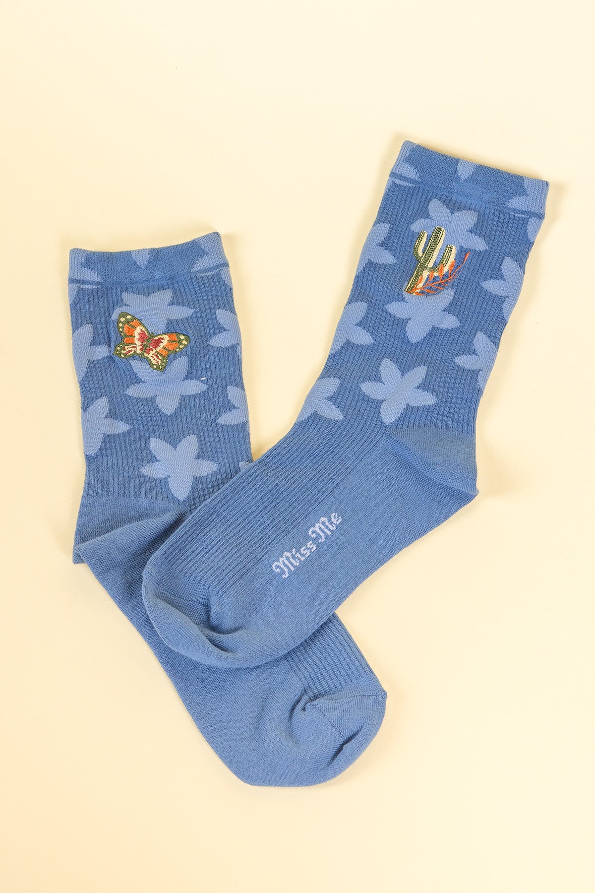 Cactus Butterfly Flower Crew Socks