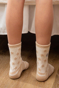 Beige Zebra Stars Crew Socks