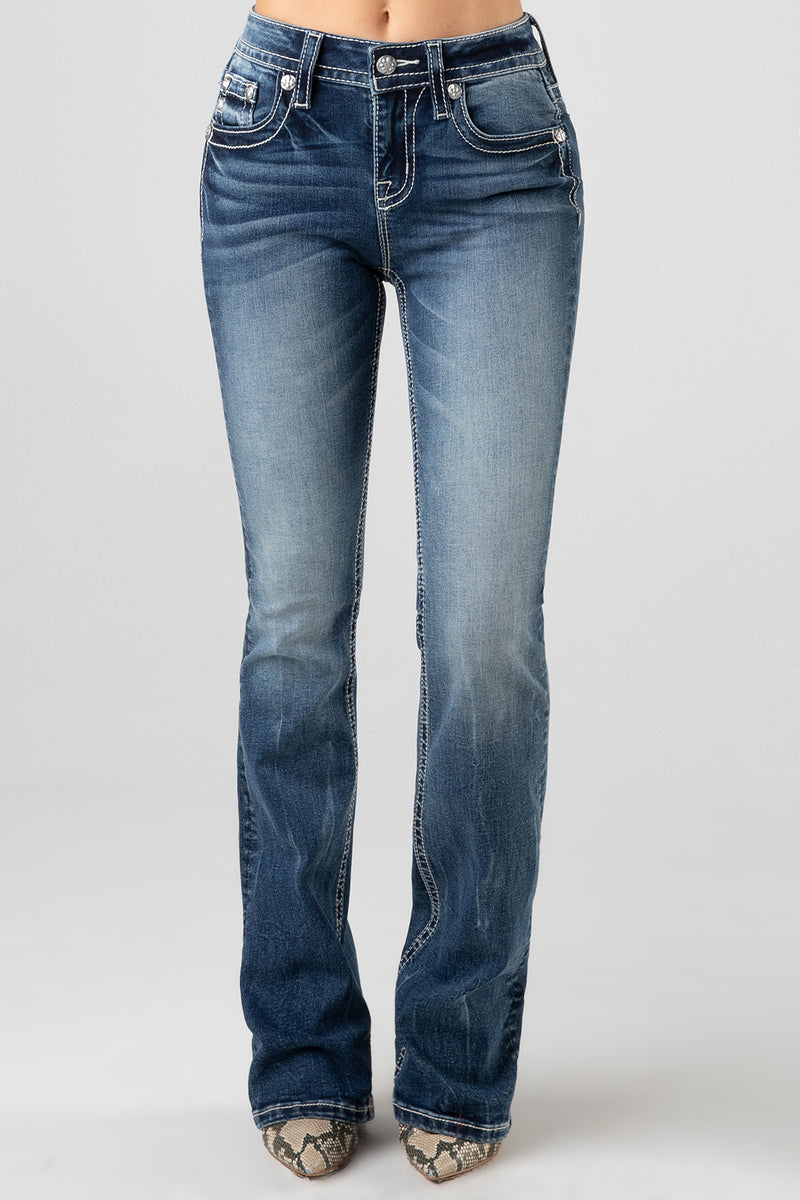Aztec Valley Bootcut Jeans | Only $124.00 | Blue | Miss Me