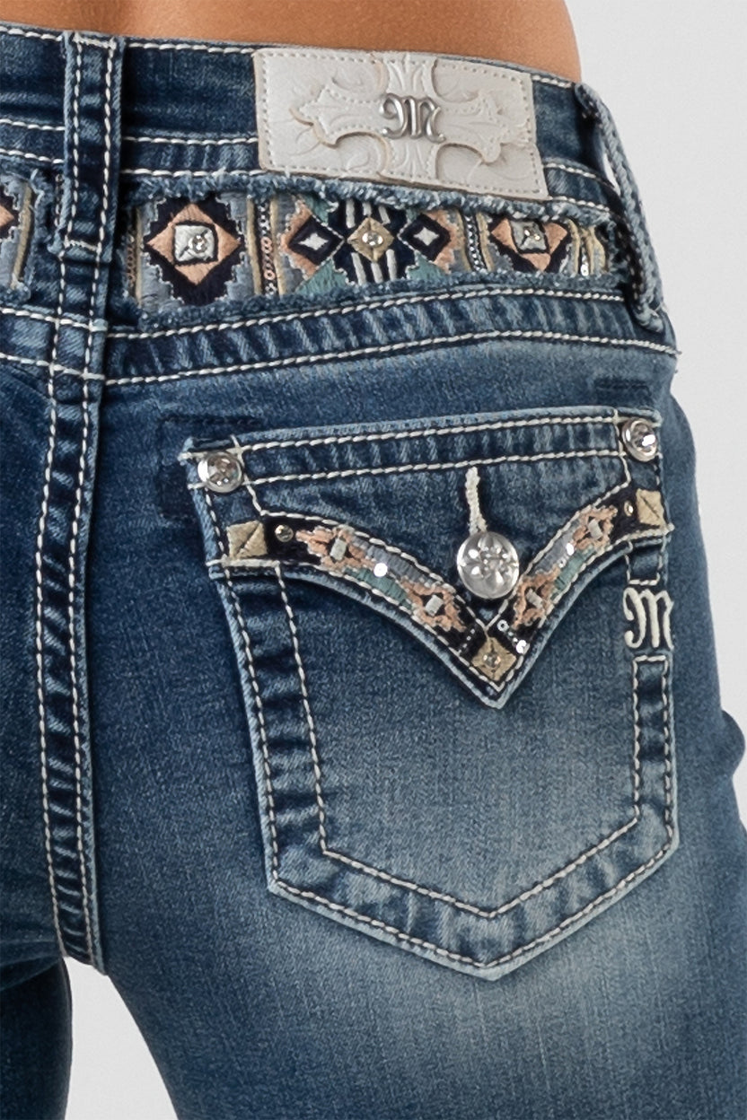 Aztec Valley Bootcut Jeans | Only $124.00 | Blue | Miss Me