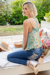 Coral Flower Leaves Skinny Denim