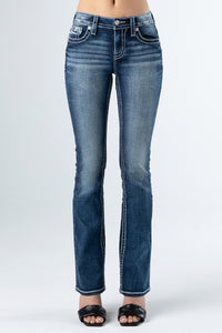 front, dark wash