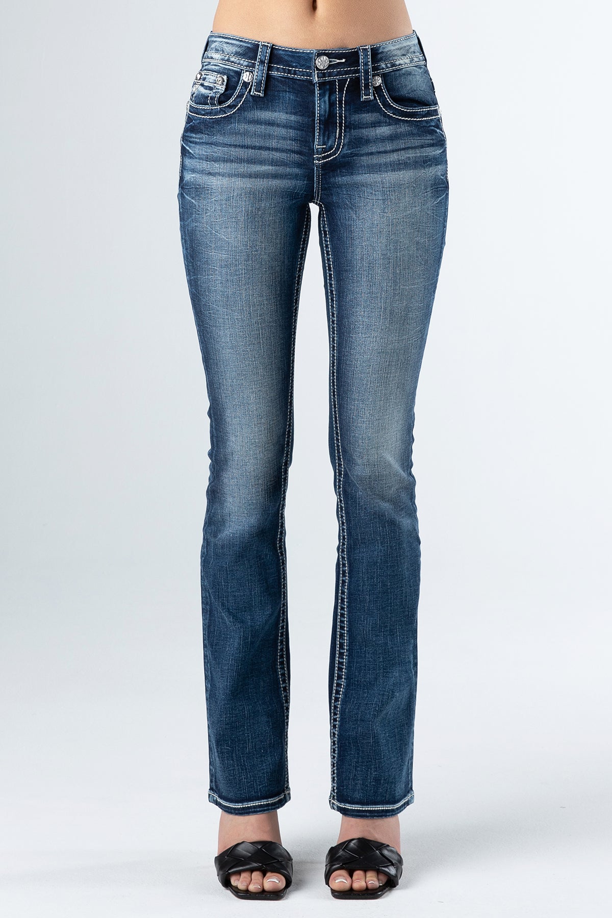 front, dark wash