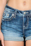 Orange Stitch Flap Denim Shorts