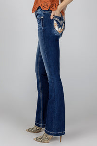 Cow Print Bootcut Denim