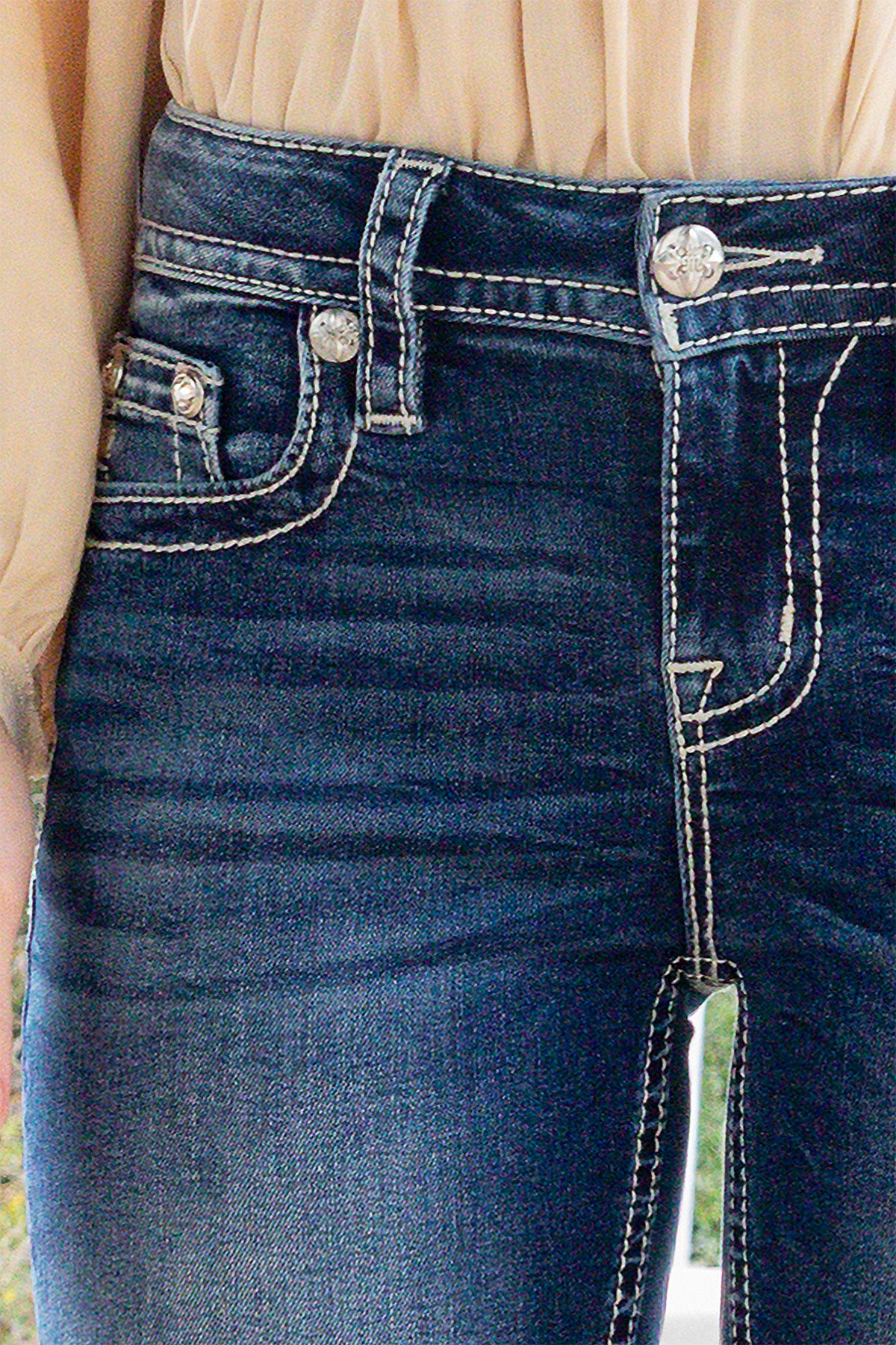 Horseshoe Studded Denim Capri