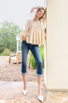 Horseshoe Studded Denim Capri