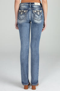 Coral Aztec Straight Jeans