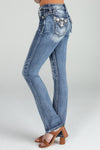 Coral Aztec Straight Jeans