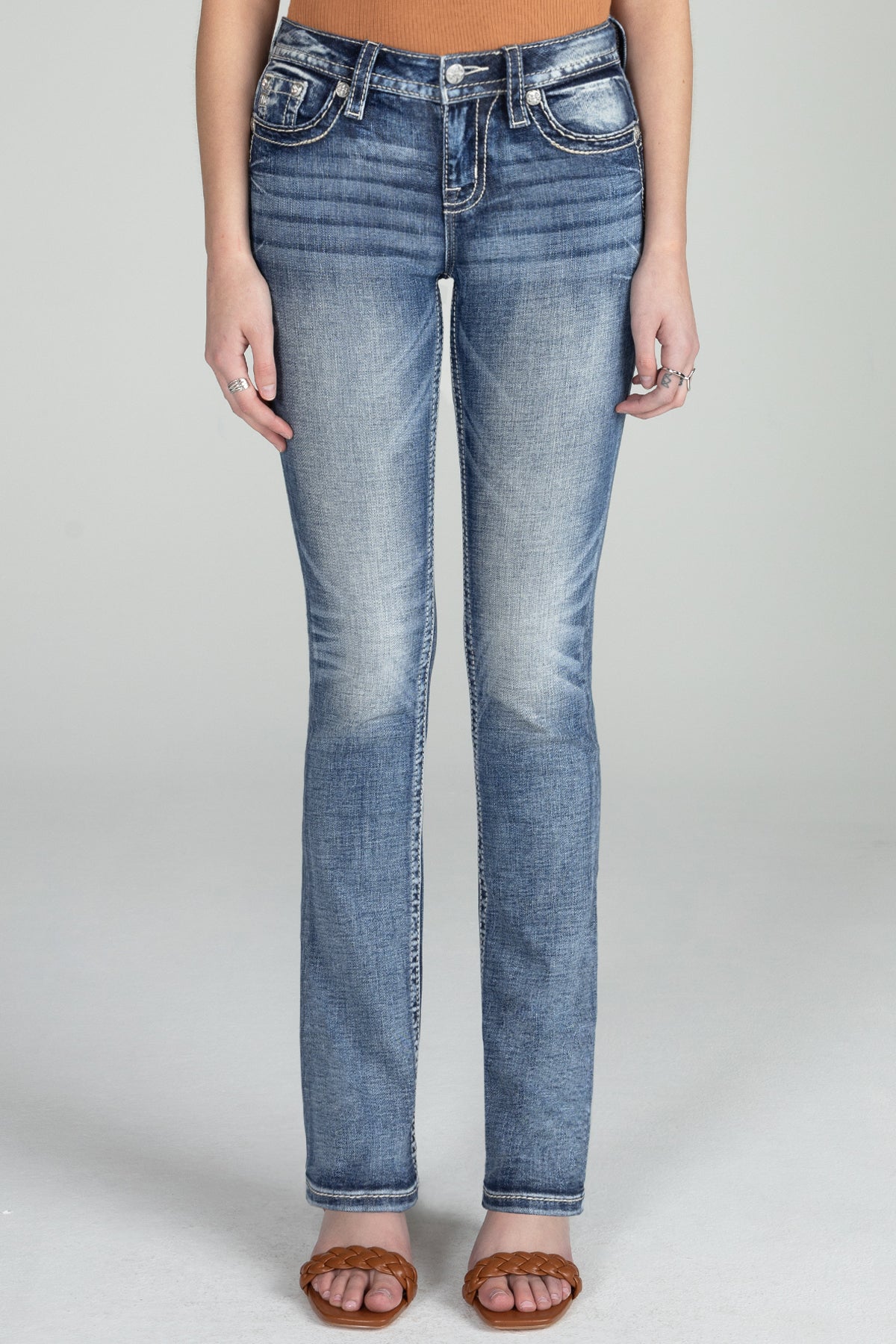 Coral Aztec Straight Jeans
