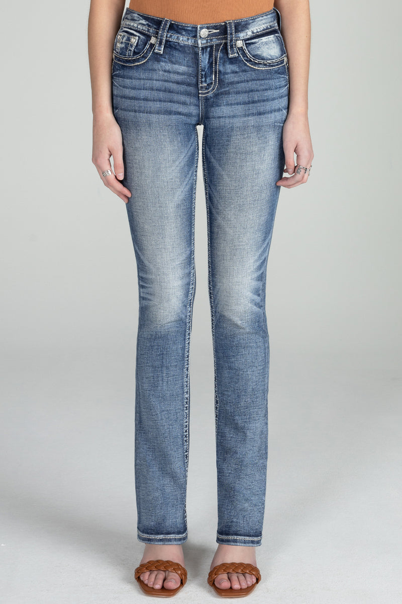 Coral Aztec Straight Jeans