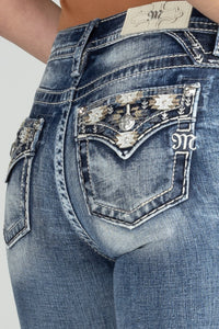 Coral Aztec Straight Jeans