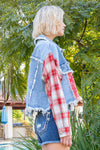 Plaid American Flag Denim Jacket