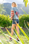 Plaid American Flag Denim Jacket