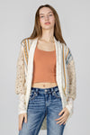 Mixed Media Aztec Print Crochet Cardigan