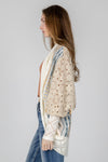 Mixed Media Aztec Print Crochet Cardigan