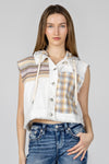 Plaid Vest Hoodie Denim Jacket