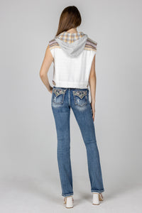 Plaid Vest Hoodie Denim Jacket