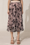 Velvet Burnout Pleated Skirt