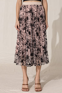 Velvet Burnout Pleated Skirt