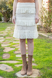 Woven Tiered Crochet Ruffle Skirt