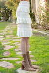 Woven Tiered Crochet Ruffle Skirt