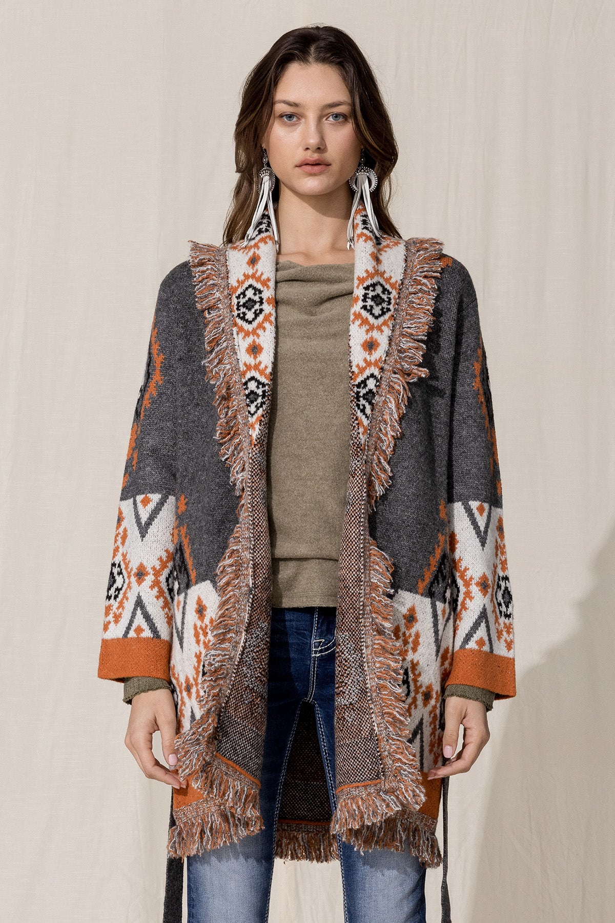 Aztec Fringe Cardigan