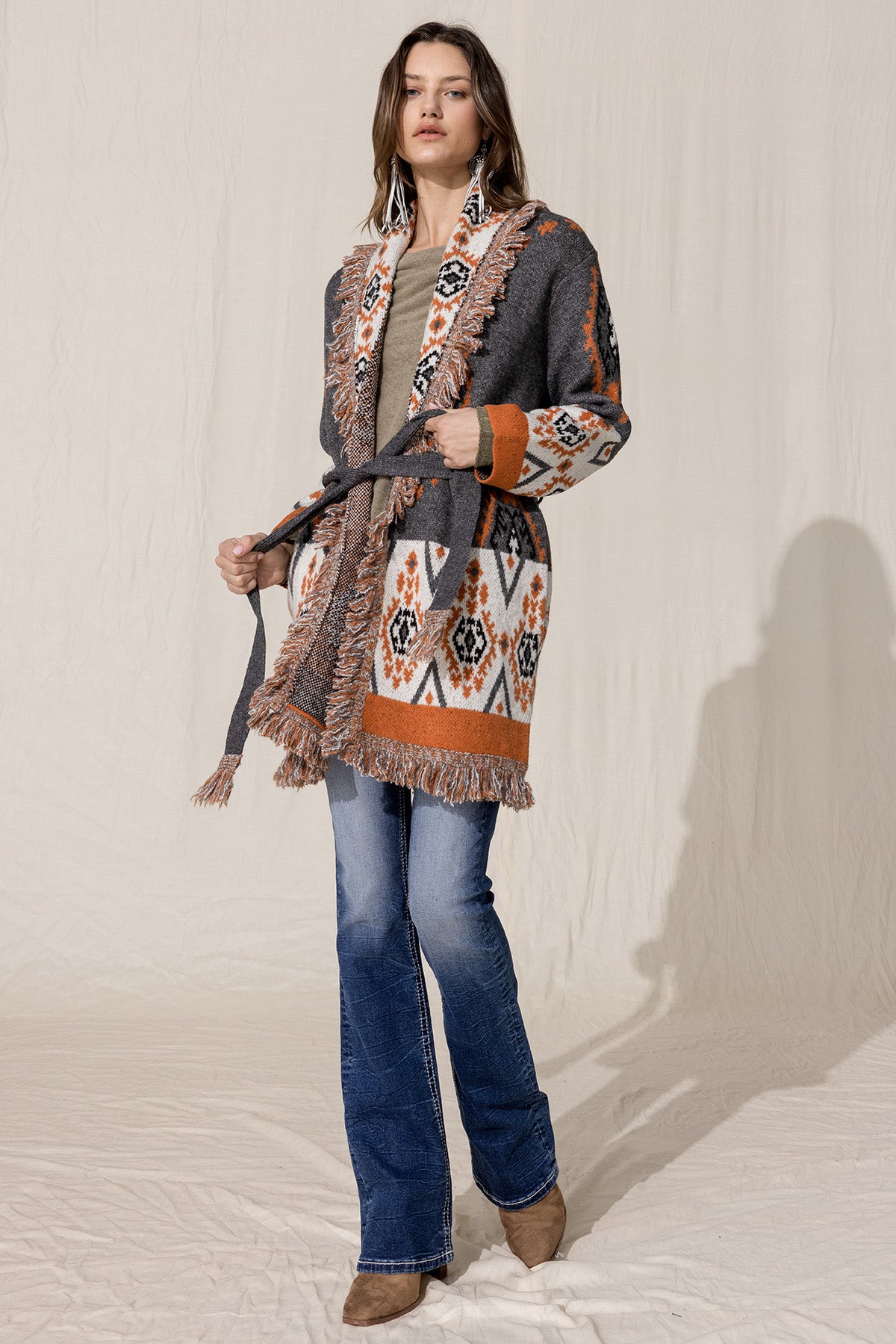 Aztec Fringe Cardigan