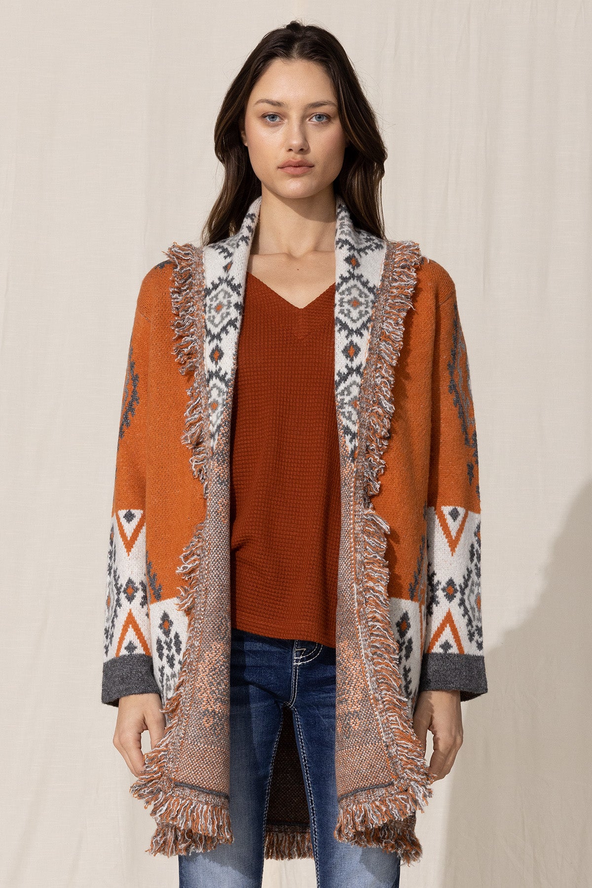 Aztec Fringe Cardigan