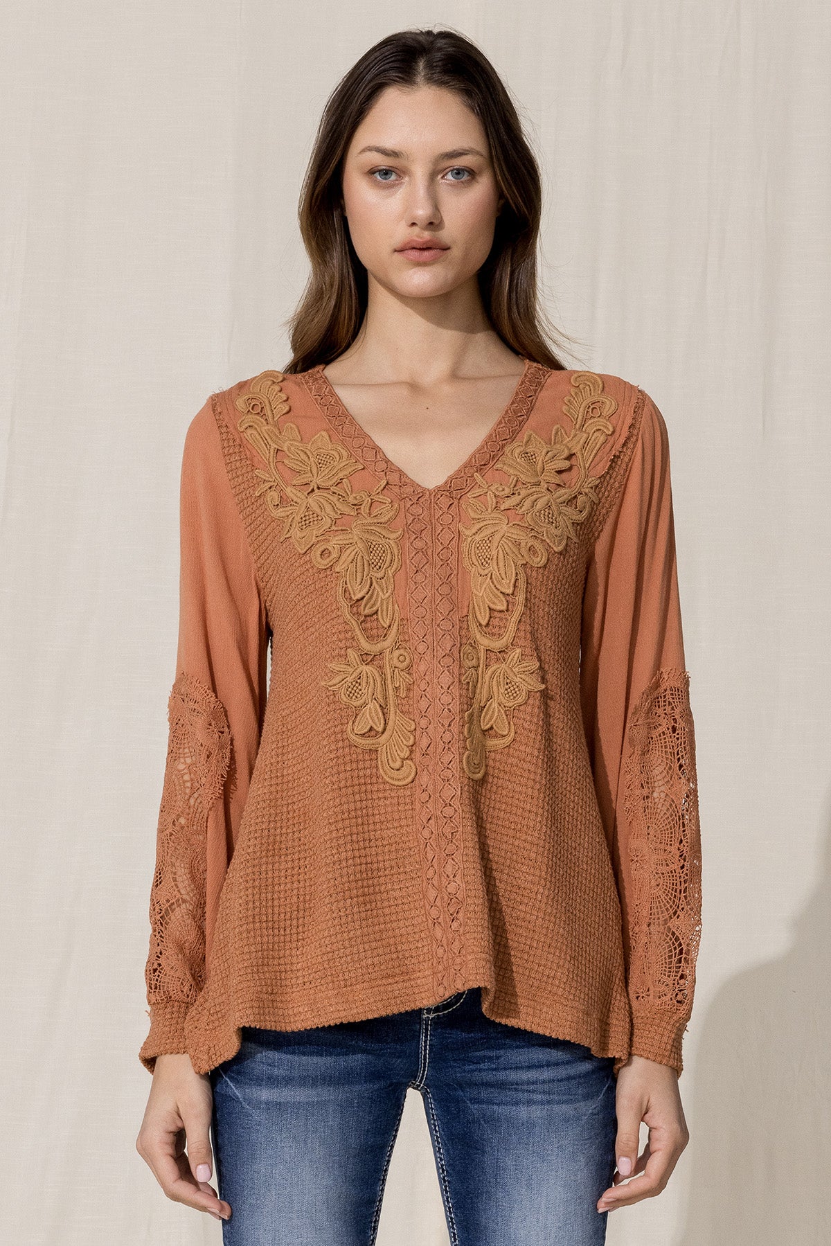 Crochet Waffle Knit Top
