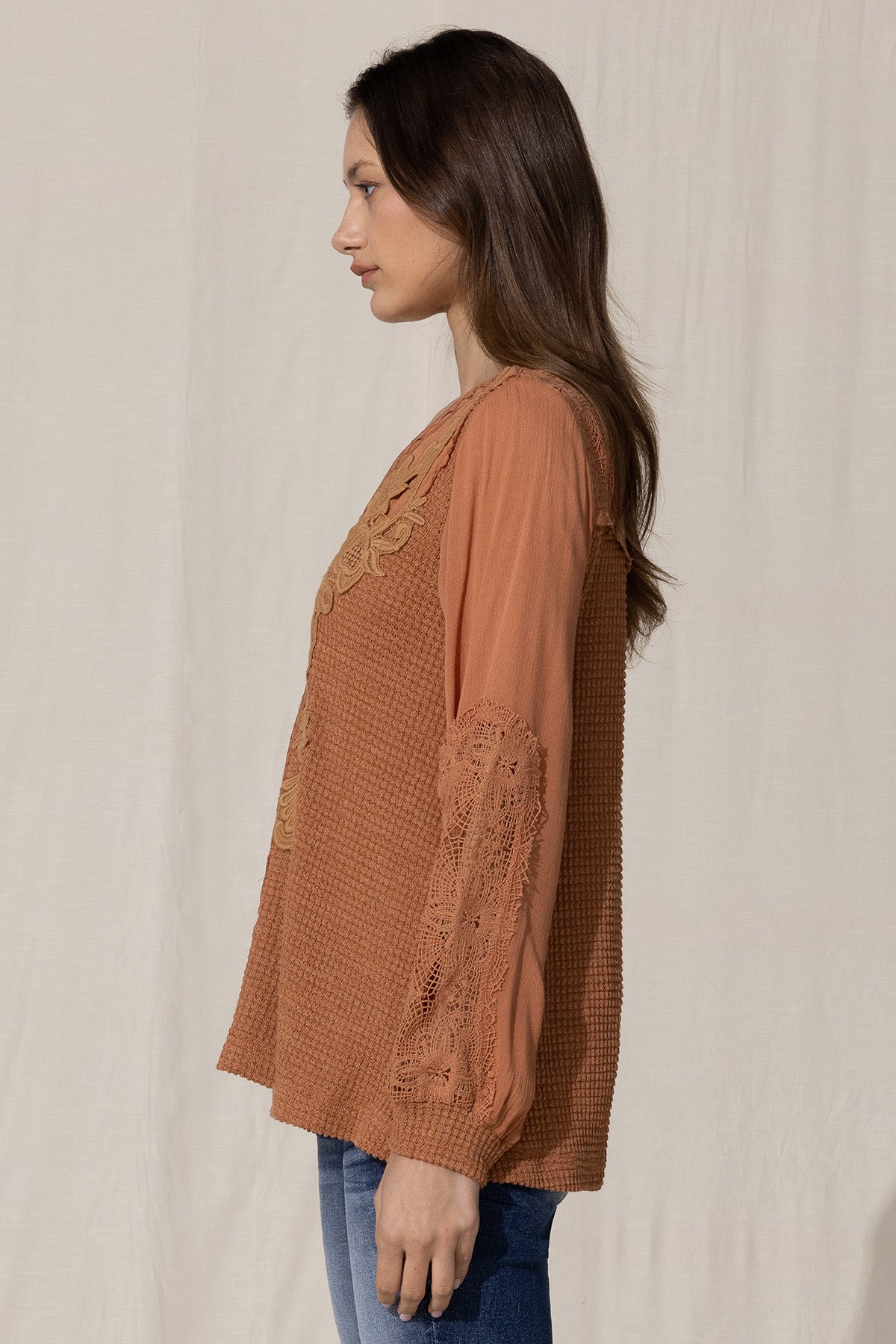 Crochet Waffle Knit Top