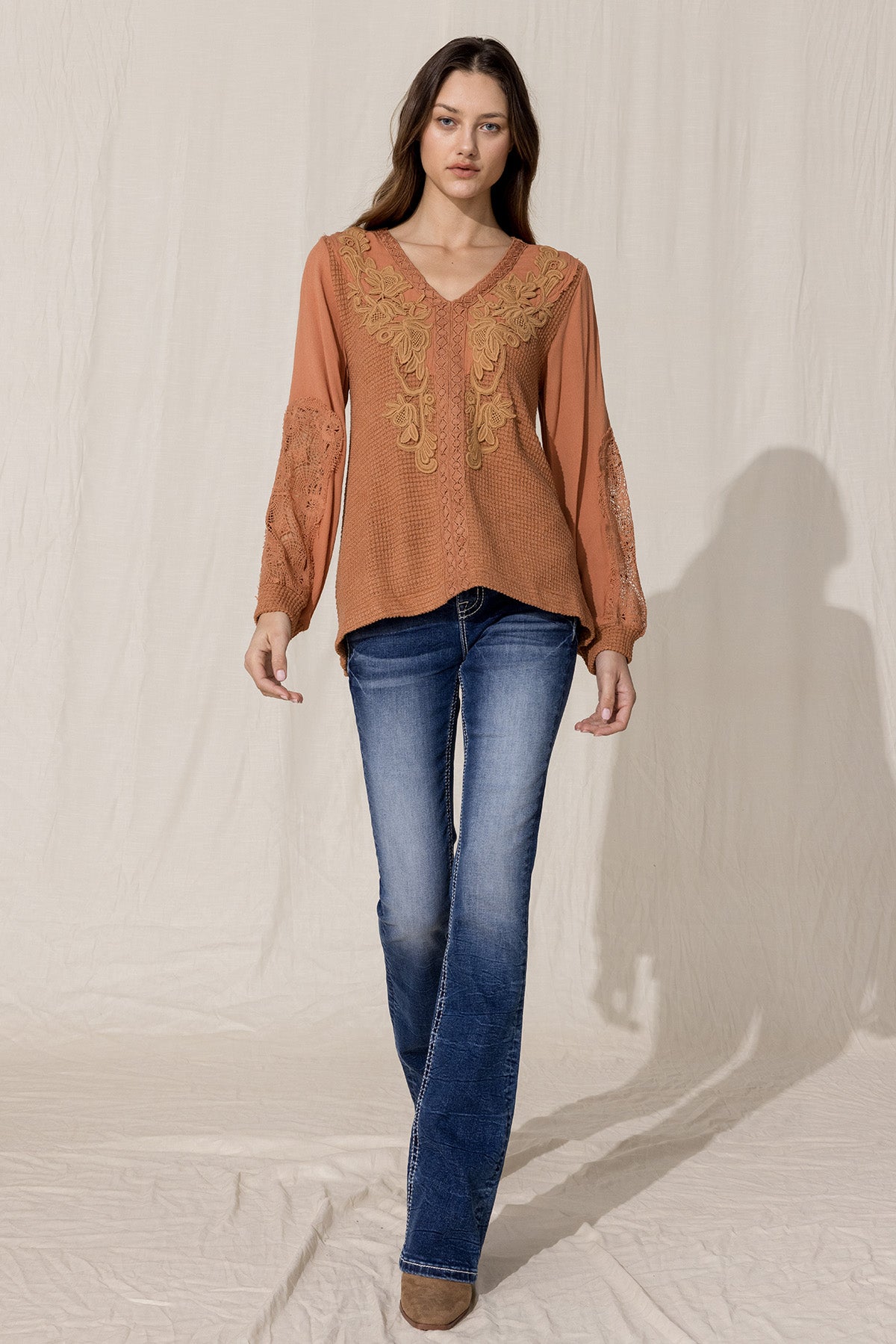 Crochet Waffle Knit Top