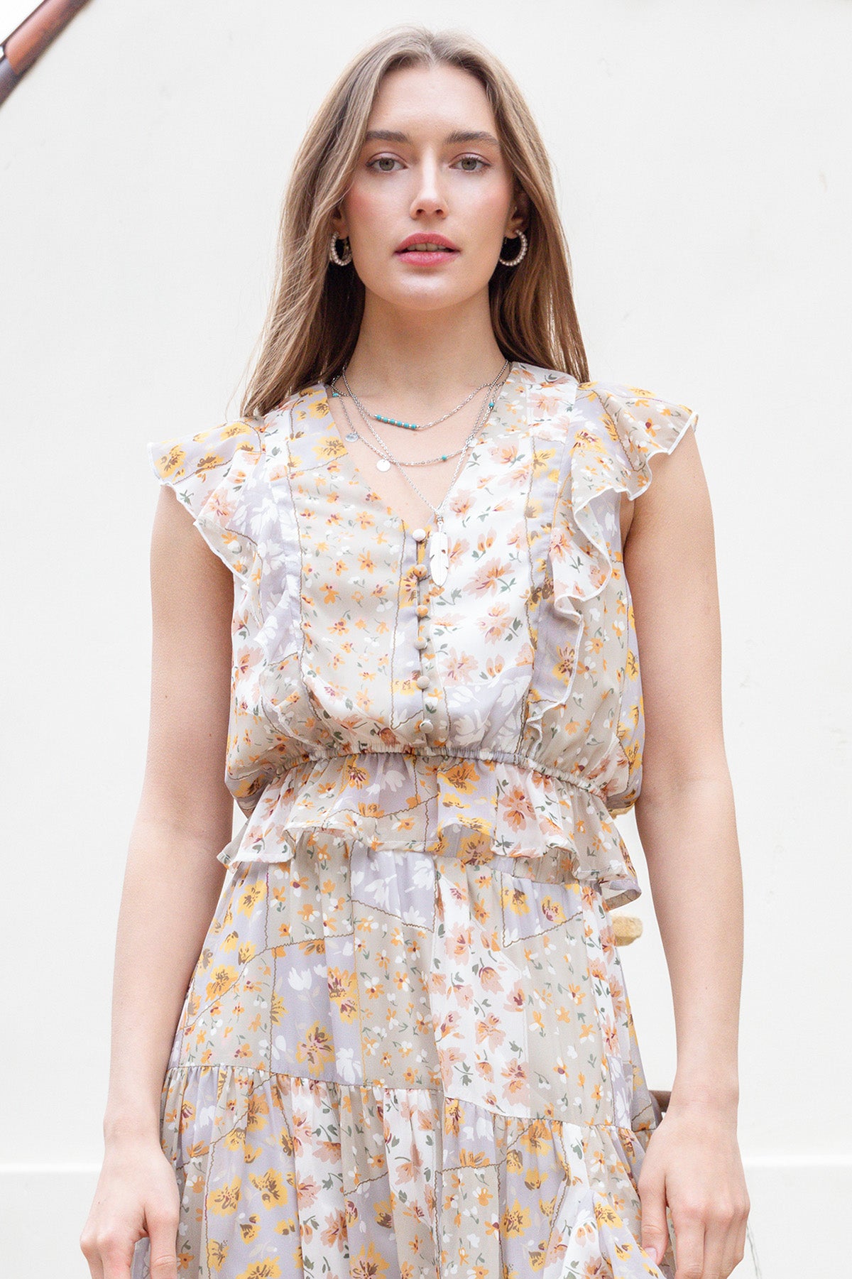 Multi Floral Printed Cropped Top