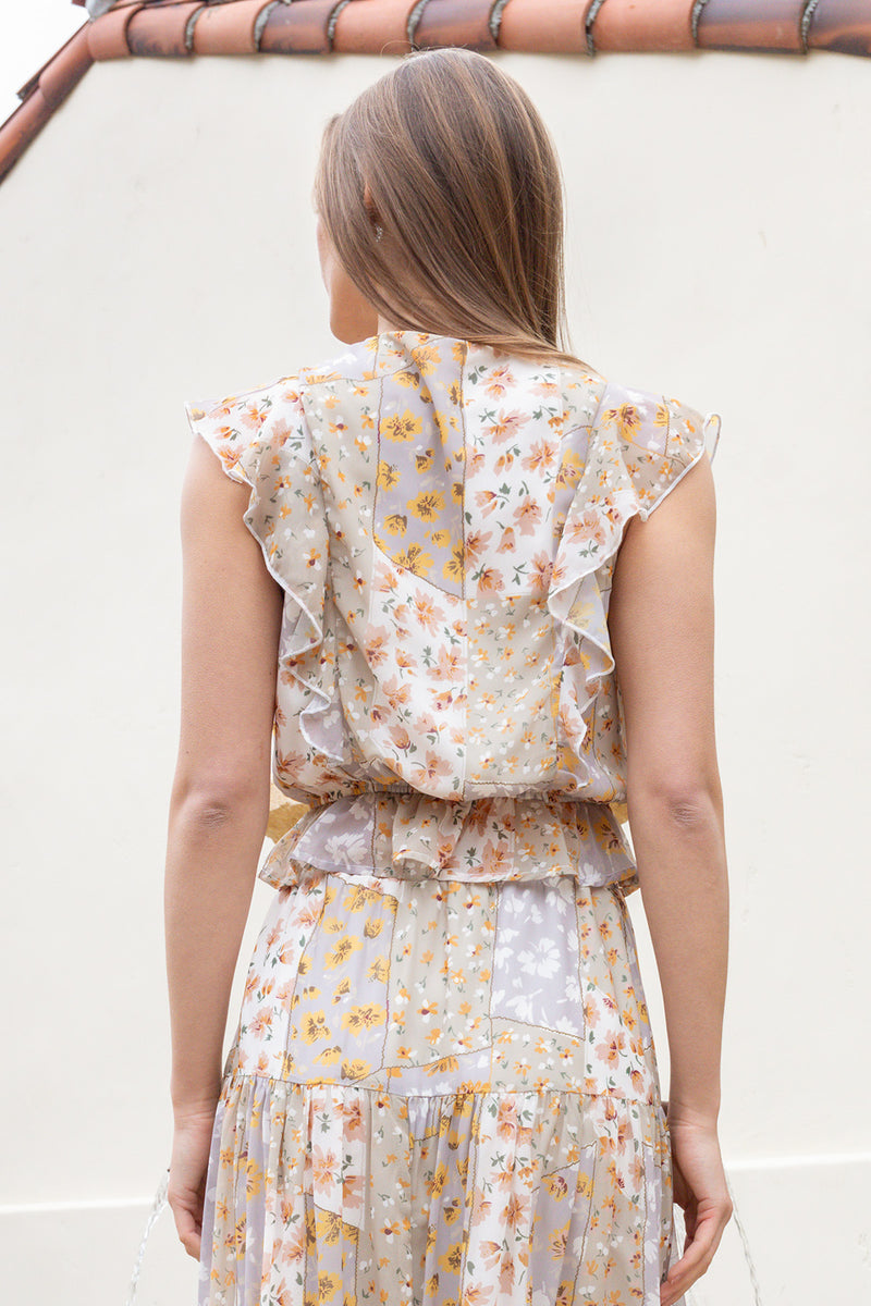 Multi Floral Printed Cropped Top