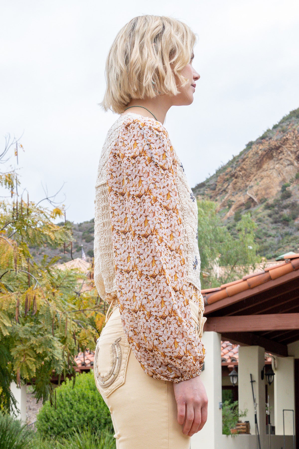 Floral Crochet Printed Top